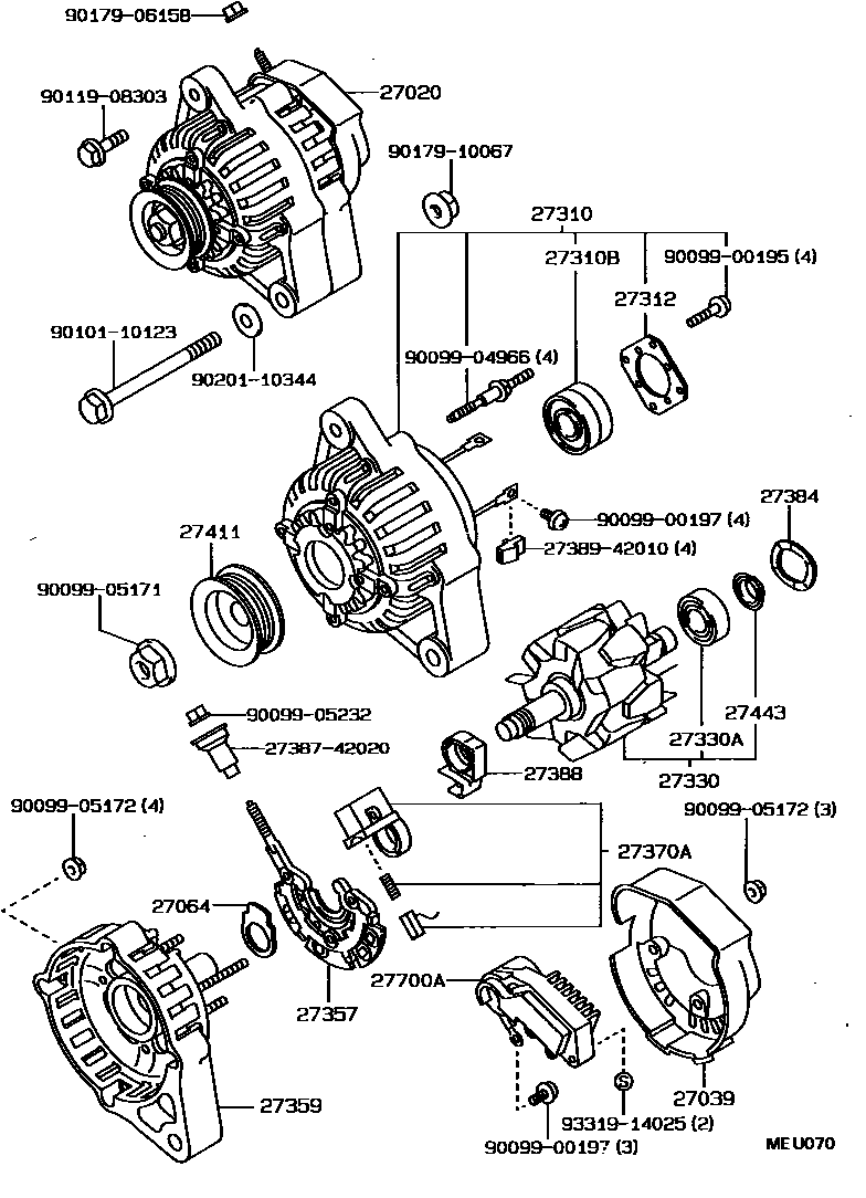 Toyota COROLLA Alternator EPC diagram — MEU070
