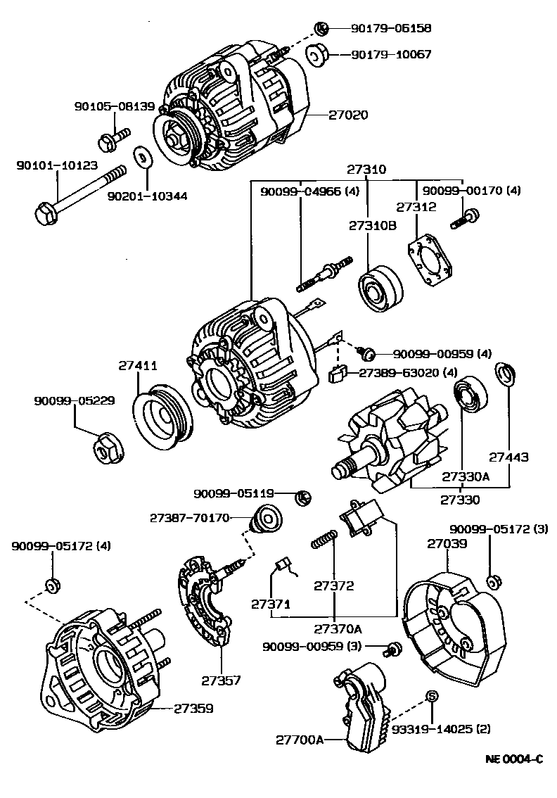 Toyota COROLLA Alternator EPC diagram — NE0004C