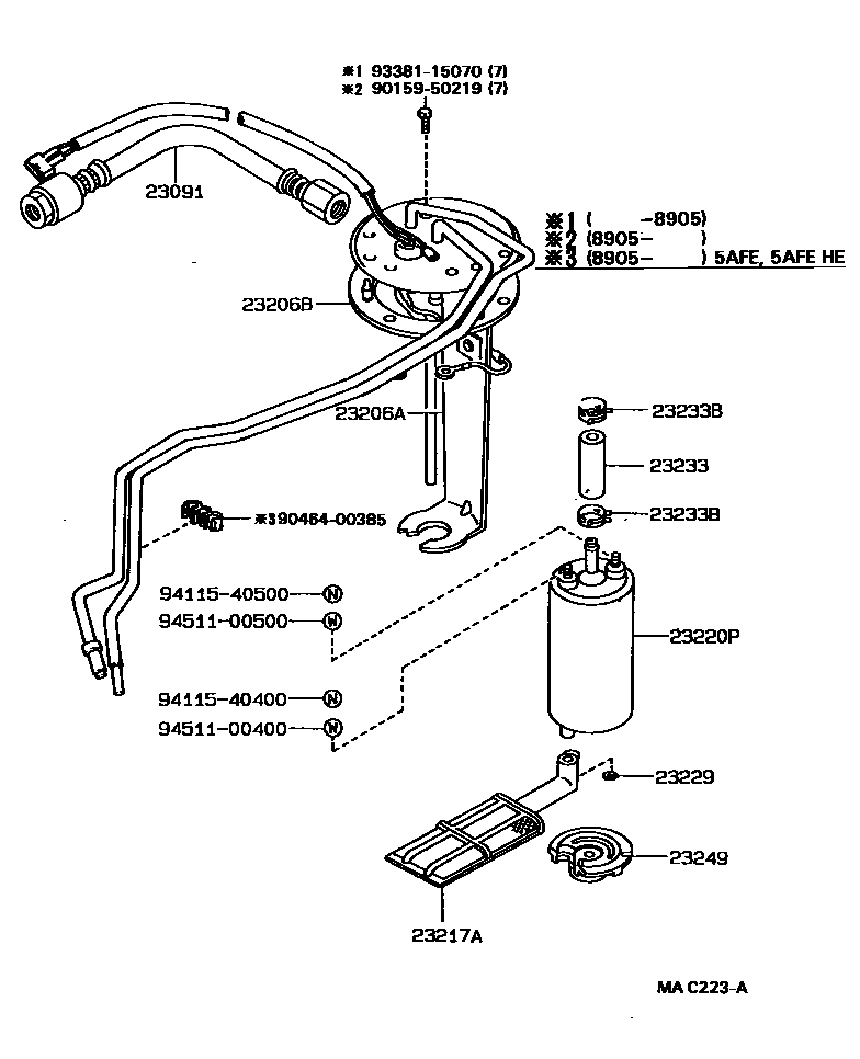 Toyota COROLLA 燃油喷射系统 EPC diagram — MAC223A