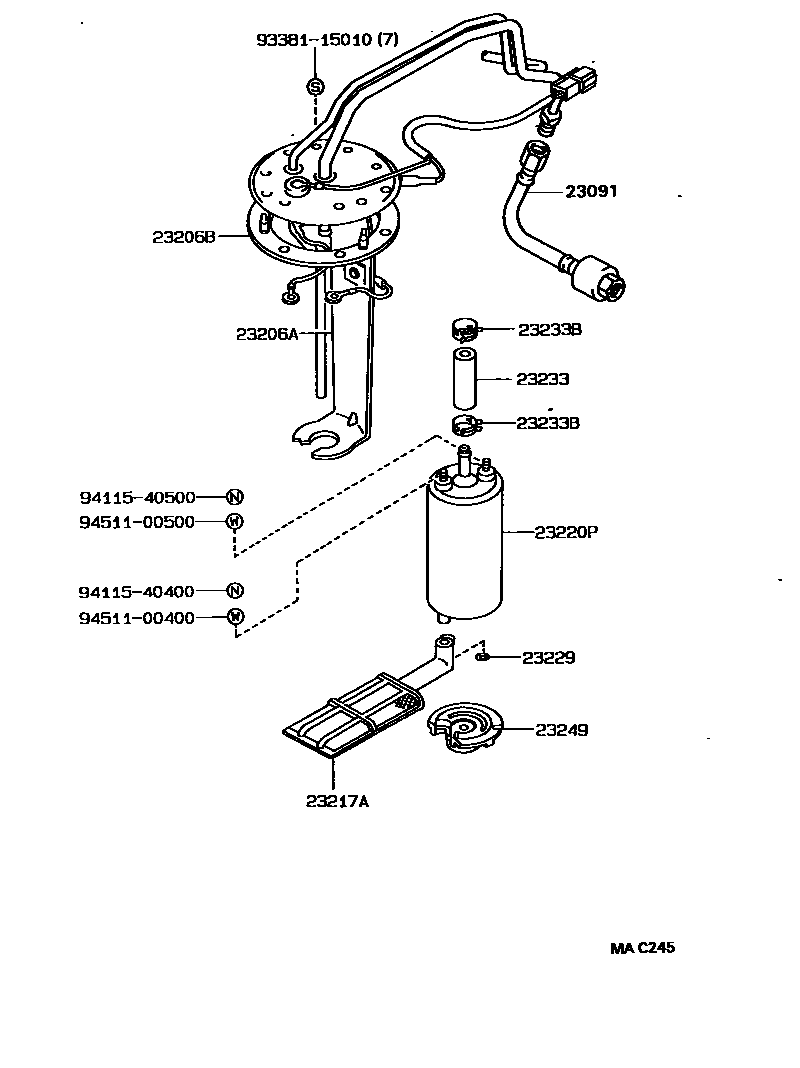 Toyota COROLLA 燃油喷射系统 EPC diagram — MAC245