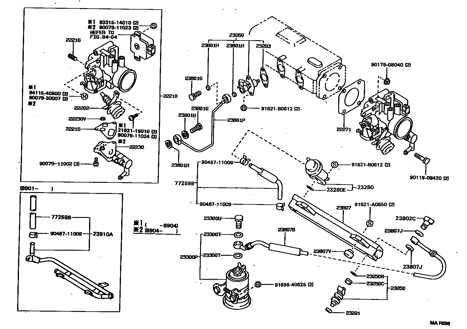 Toyota COROLLA 燃油喷射系统 EPC diagram — MAF698