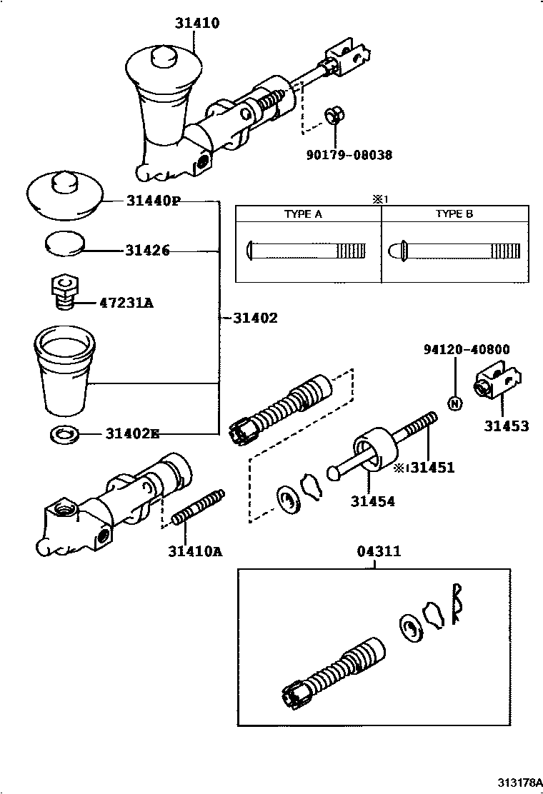 Toyota COROLLA 离合器总泵 EPC diagram — 313178C