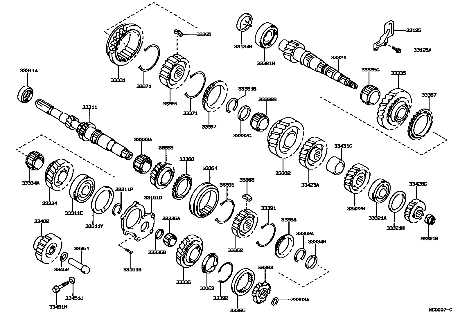 Toyota COROLLA 变速器齿轮(MTM) EPC diagram — NC0007C