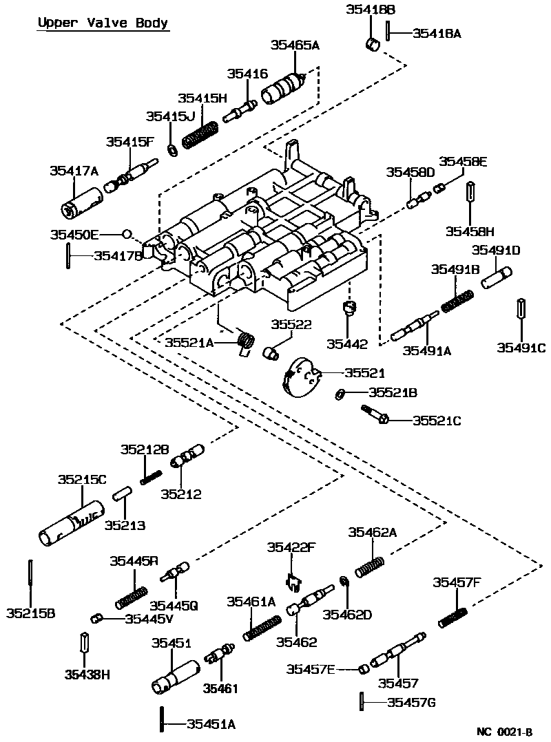 Toyota COROLLA 阀体和滤油网(ATM) EPC diagram — NC0021B