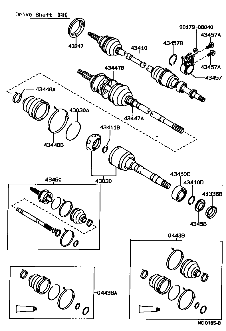 Toyota COROLLA Front Drive Shaft EPC diagram — NC0165B