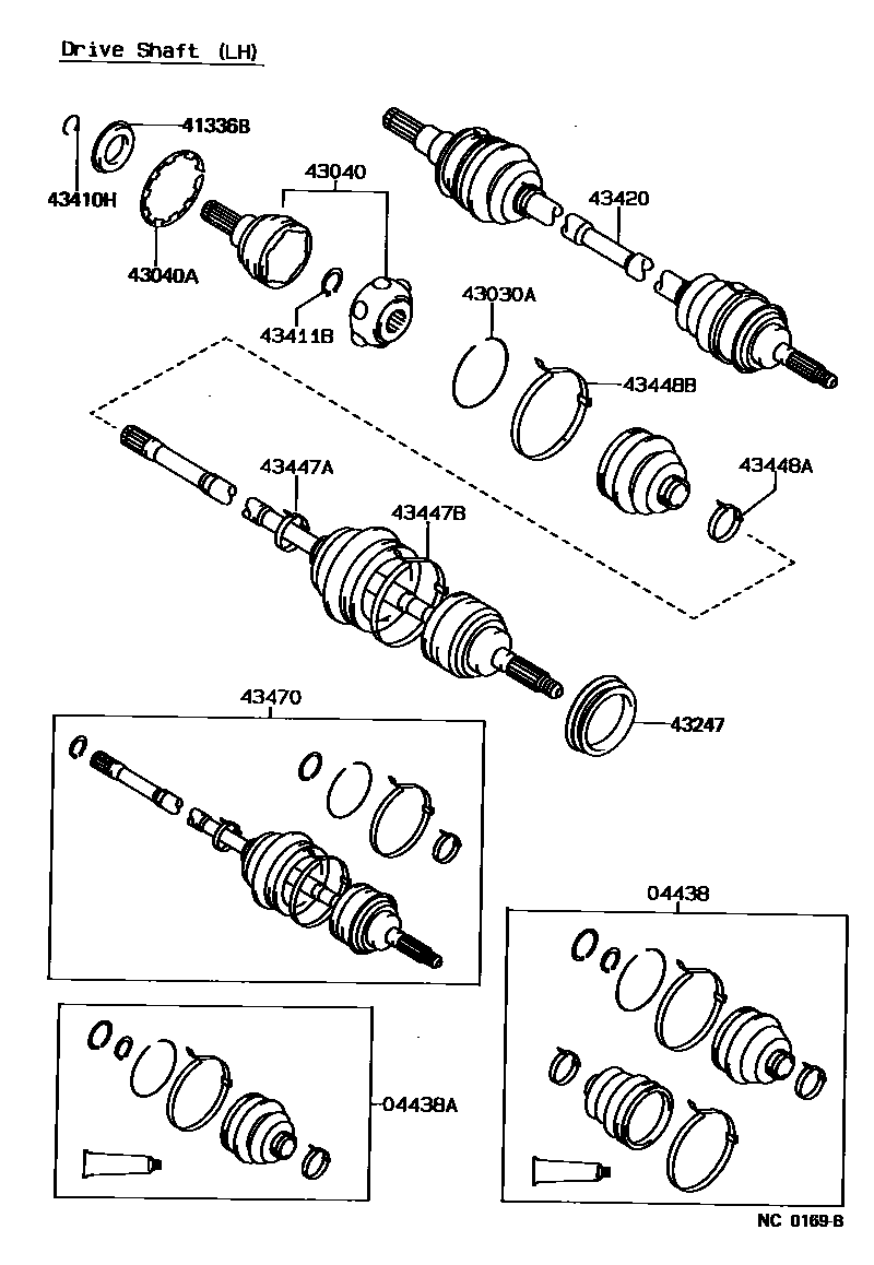 Toyota COROLLA Front Drive Shaft EPC diagram — NC0169B