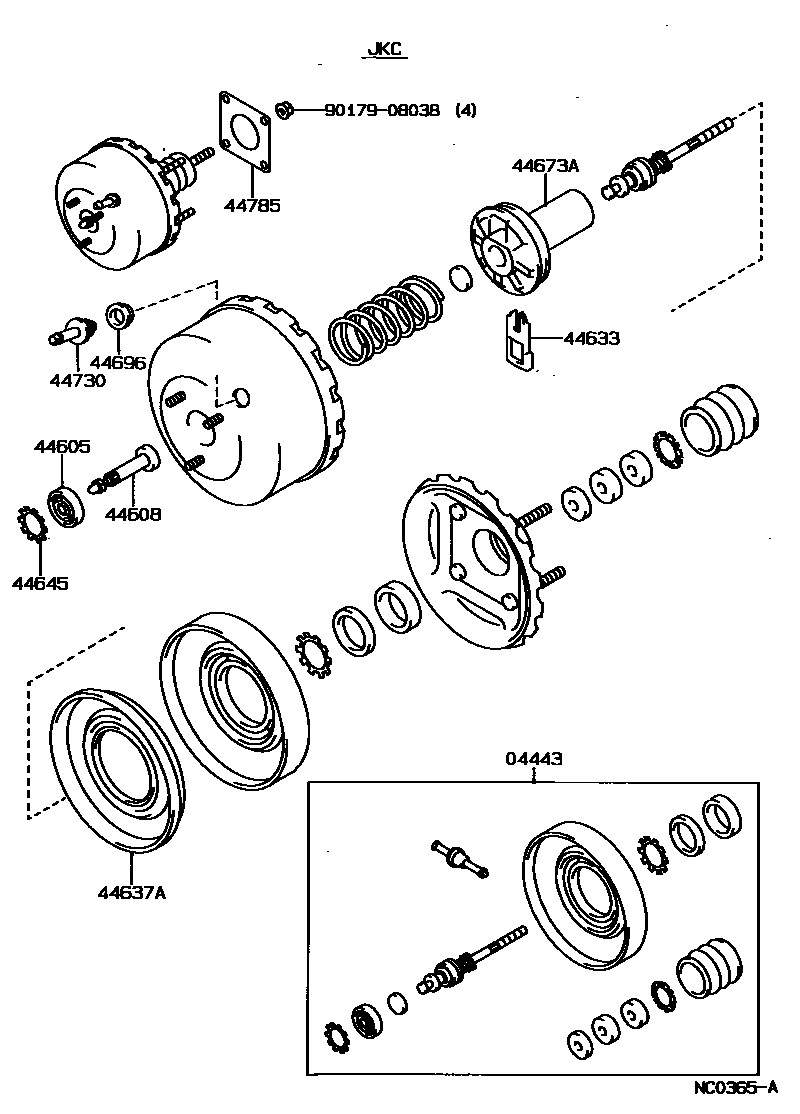 Toyota COROLLA 制动助力器和真空管 EPC diagram — NC0365A