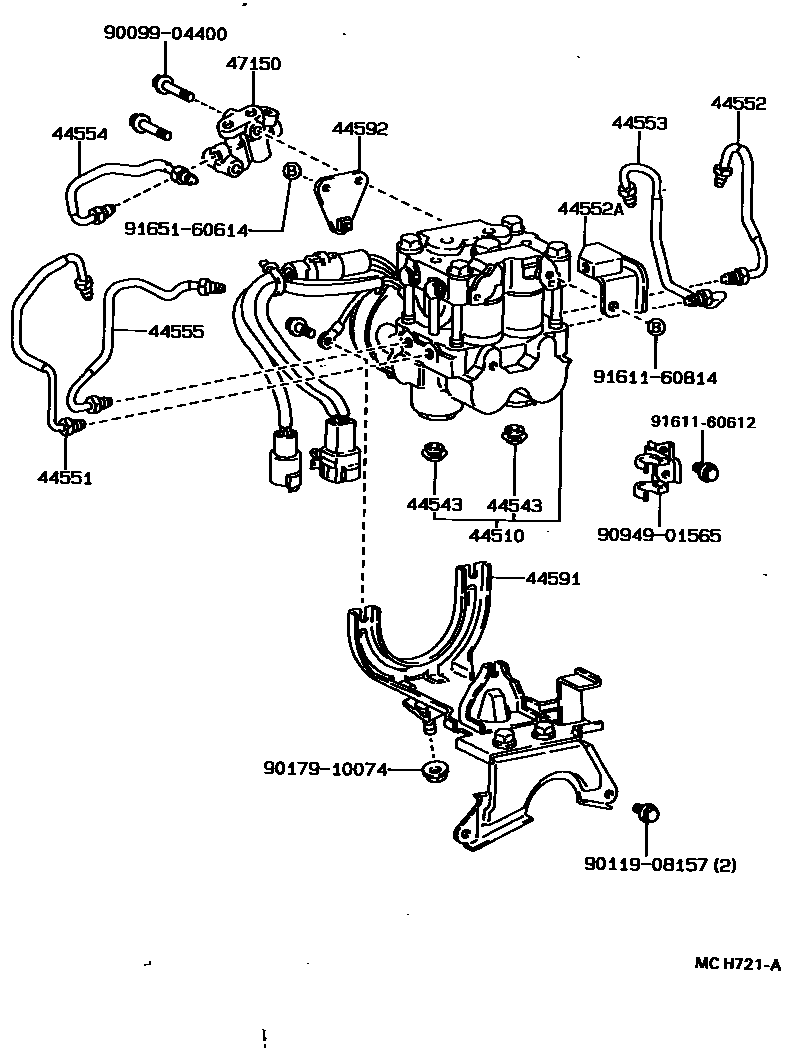 Toyota COROLLA 制动配管和卡箍 EPC diagram — MCH721A