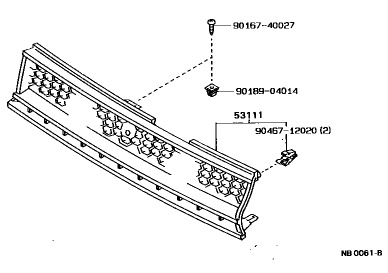 Toyota COROLLA radiator grille EPC diagram — NB0061B