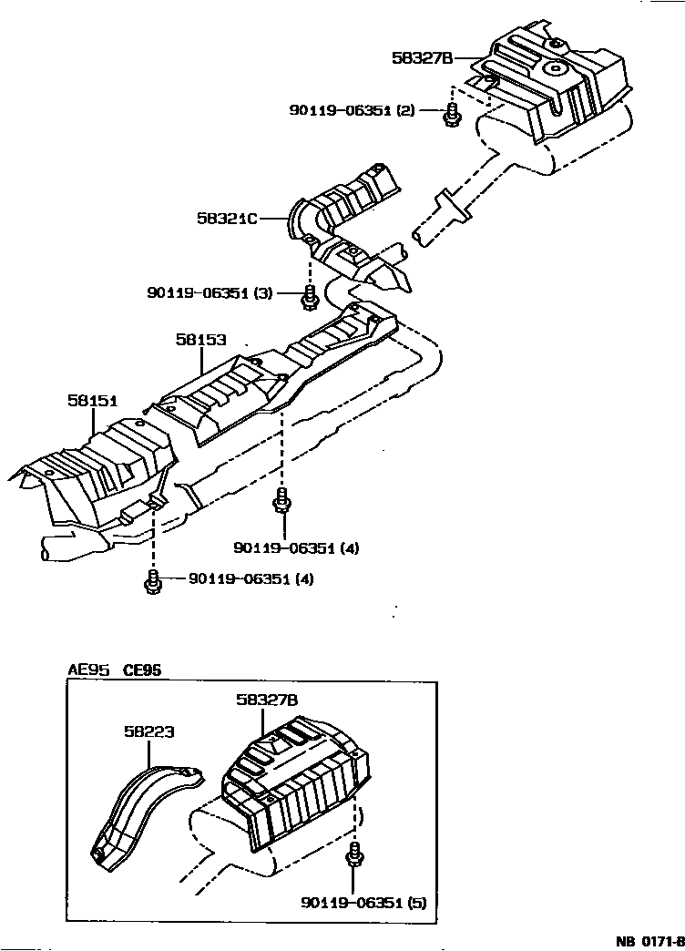Toyota COROLLA 地板隔热垫 EPC diagram — NB0171B