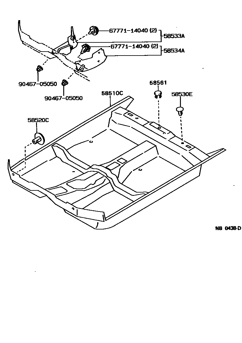 Toyota COROLLA 地板垫和地毯 EPC diagram — NB0438D