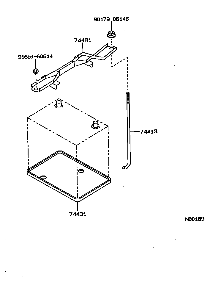 Toyota COROLLA battery holder EPC diagram — NB0189