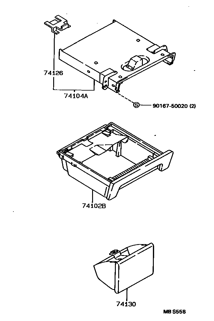 Toyota COROLLA 烟灰盒 EPC diagram — MBS558