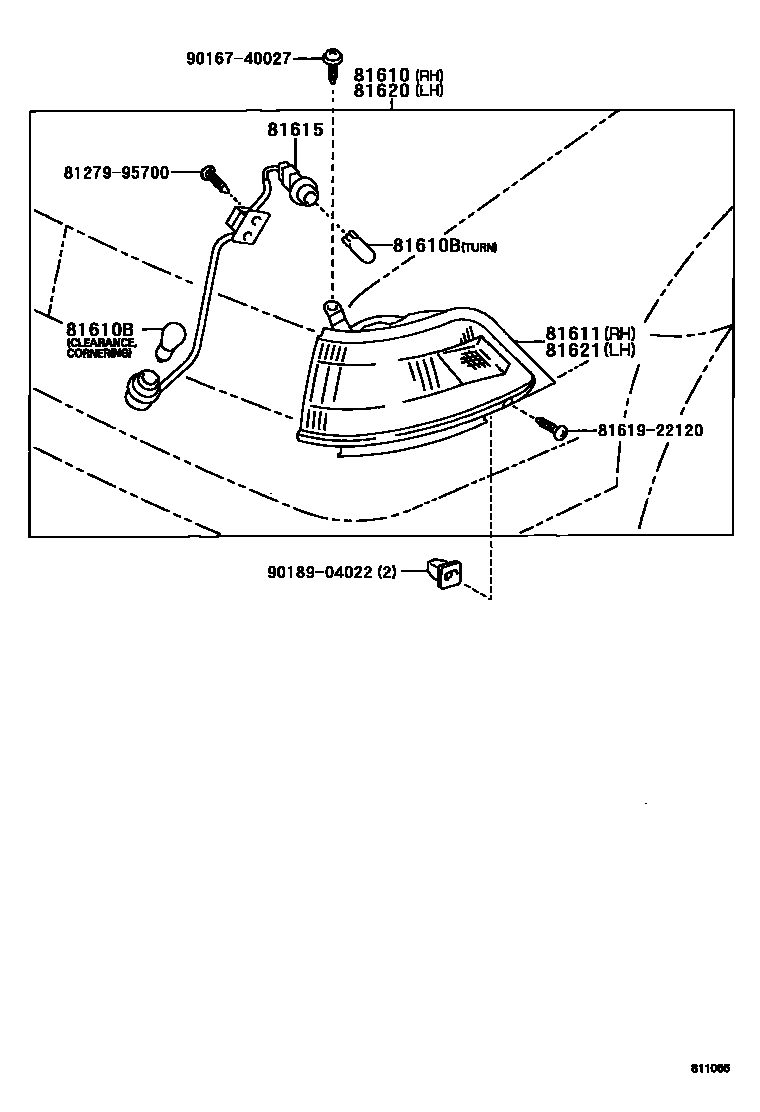 Toyota COROLLA 前示宽灯 EPC diagram — 811066