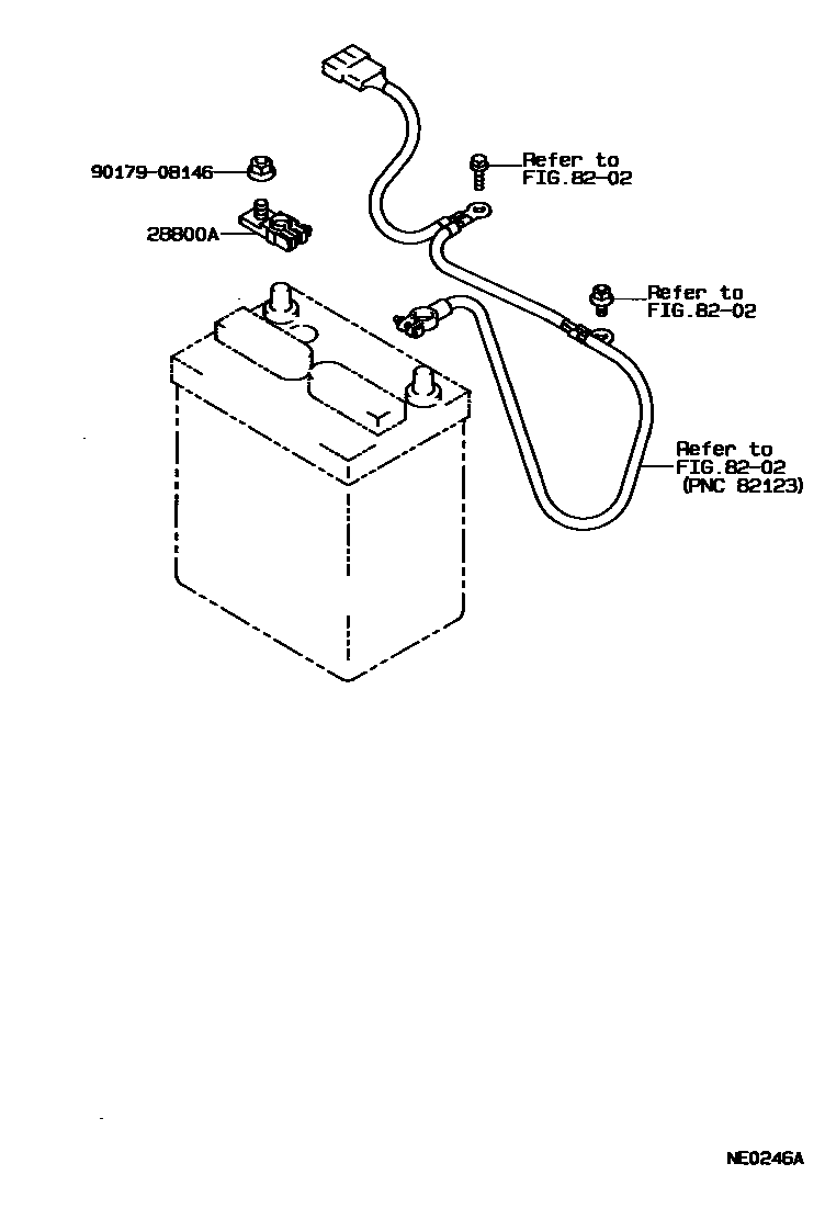 Toyota COROLLA 蓄电池和蓄电池电缆 EPC diagram — NE0246A