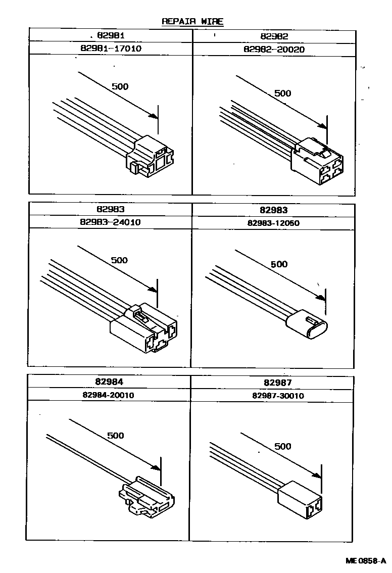 Toyota COROLLA 线束和卡夹 EPC diagram — ME0858A