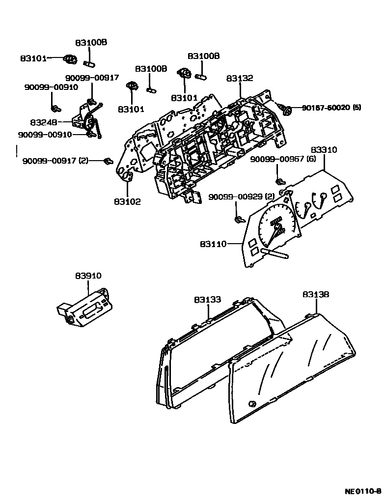 Toyota COROLLA 仪表 EPC diagram — NE0110B