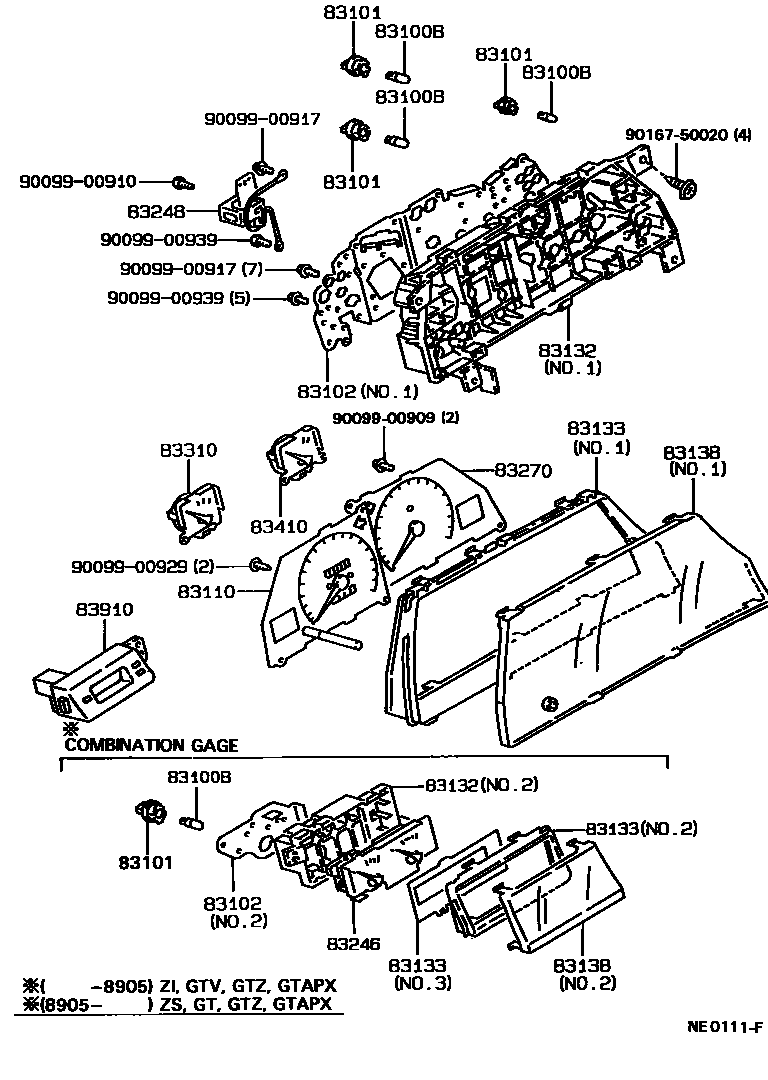 Toyota COROLLA 仪表 EPC diagram — NE0111F