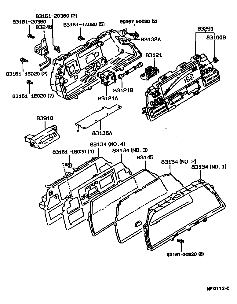Toyota COROLLA 仪表 EPC diagram — NE0112C
