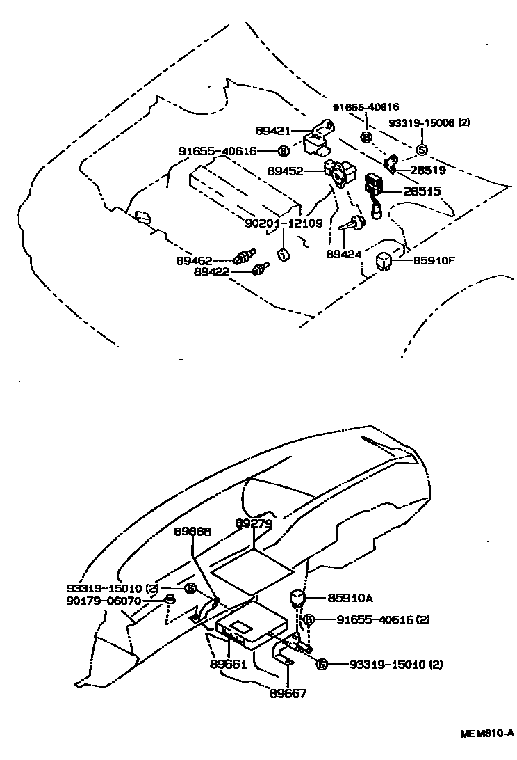 Toyota COROLLA 电子燃油喷射系统 EPC diagram — MEM810A