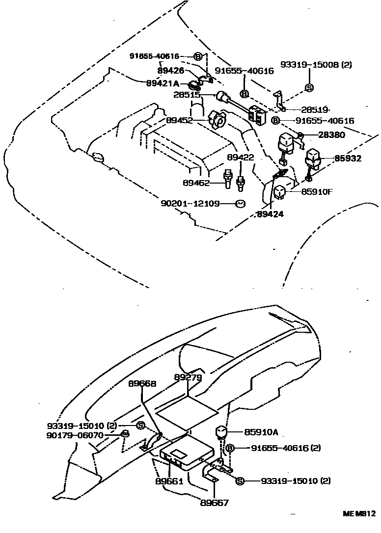 Toyota COROLLA 电子燃油喷射系统 EPC diagram — MEM812