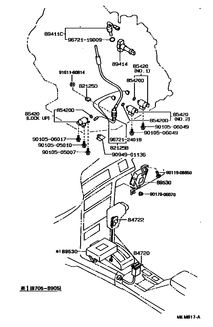 Toyota COROLLA 超速档和电子控制变速器 EPC diagram — MEM817A
