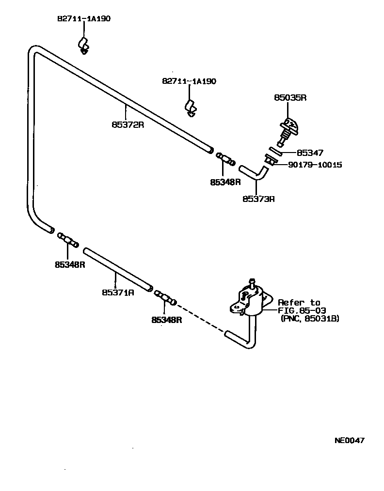 Toyota COROLLA 后清洗器 EPC diagram — NE0047