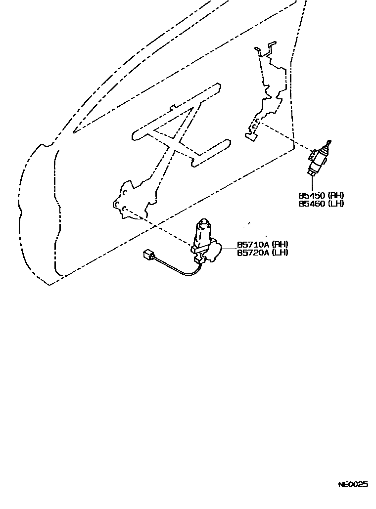 Toyota COROLLA 车门电机和车门电磁阀 EPC diagram — NE0025A