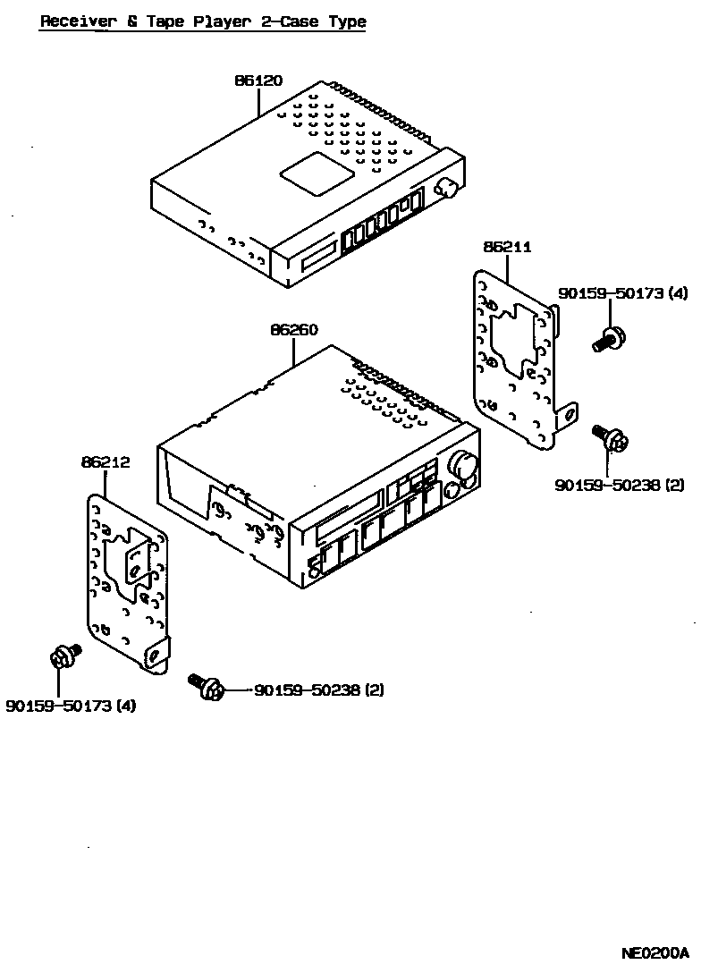 Toyota COROLLA 收音机、放大器和冷凝器 EPC diagram — NE0200A