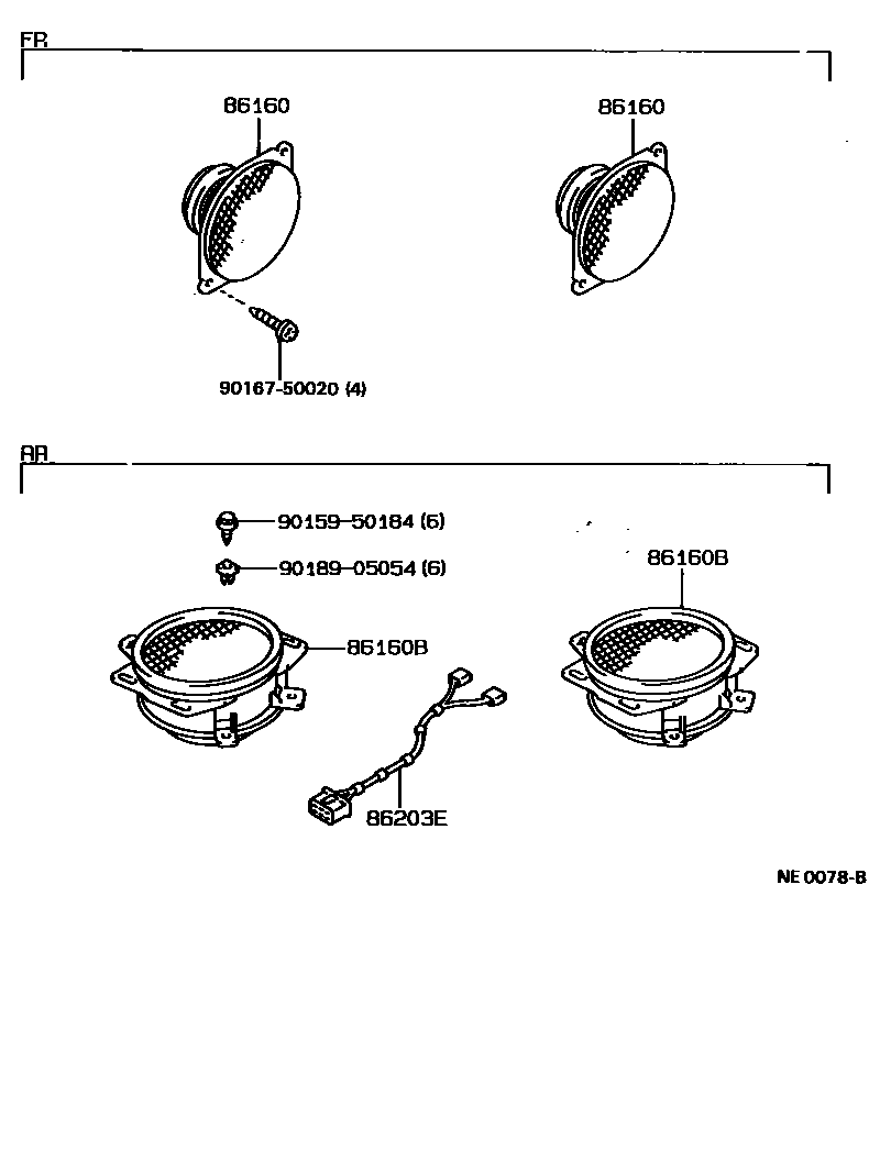 Toyota COROLLA 扬声器 EPC diagram — NE0078B