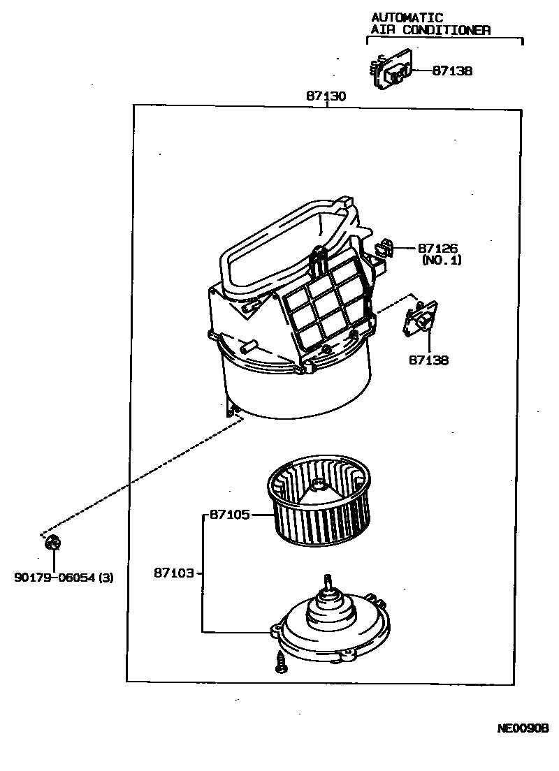 Toyota COROLLA 暖风和空调系统 - 加热装置和鼓风机 EPC diagram — NE0090B