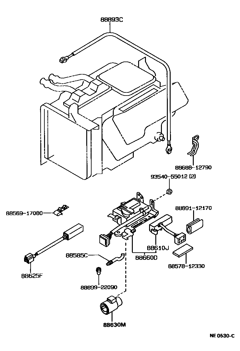 Toyota COROLLA 暖风和空调系统 - 加热装置和鼓风机 EPC diagram — NE0530C