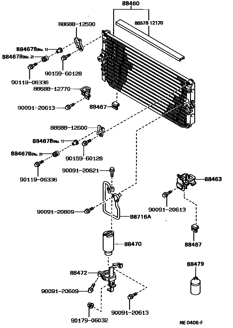 Toyota COROLLA Heating & Air Conditioning - Cooler Piping EPC diagram — NE0406F