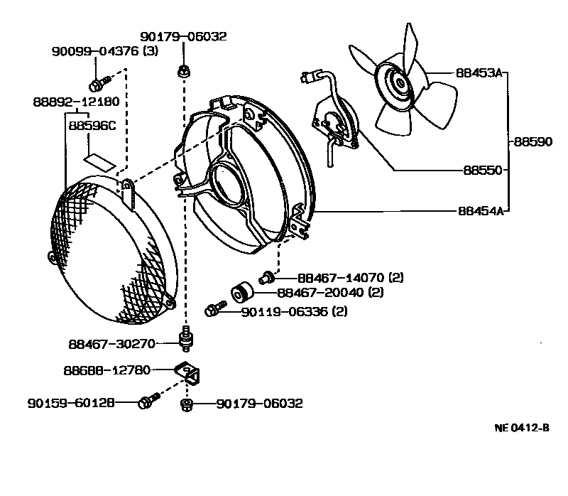 Toyota COROLLA Heating & Air Conditioning - Cooler Piping EPC diagram — NE0412B