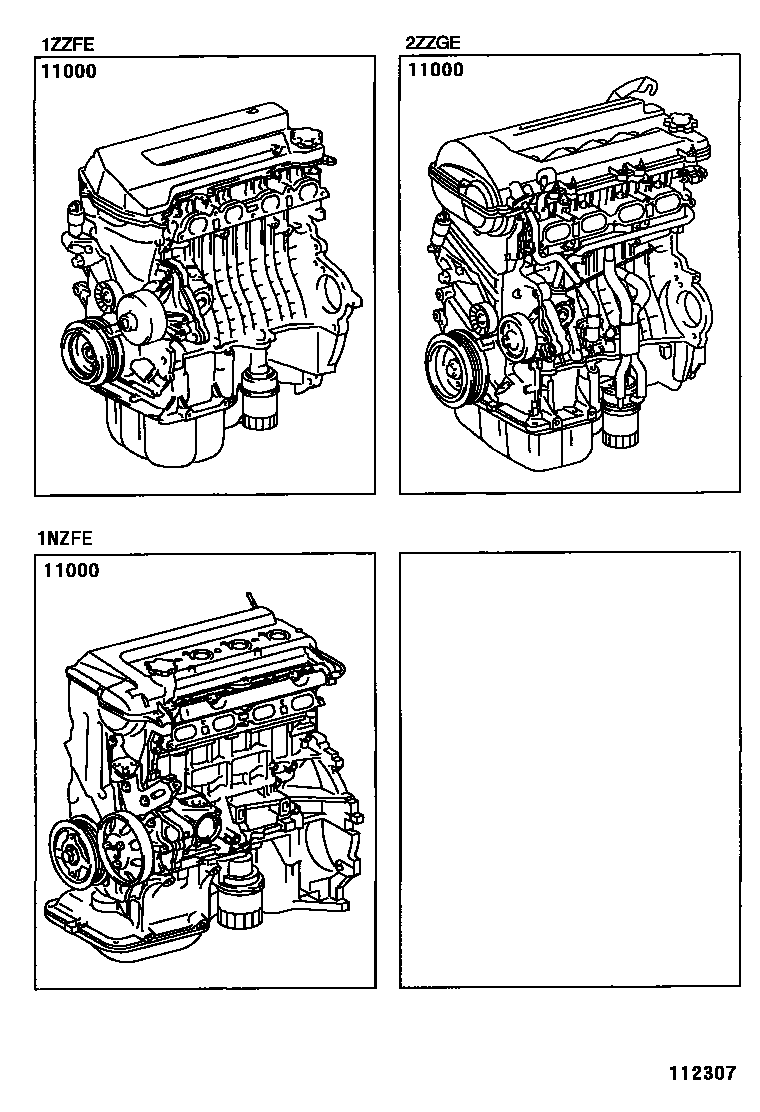 Toyota COROLLA Partial Engine Assembly EPC diagram — 112307