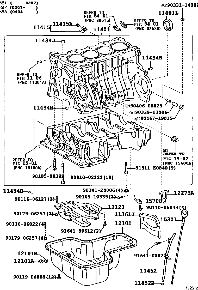 Toyota COROLLA Cylinder Block EPC diagram — 112612D