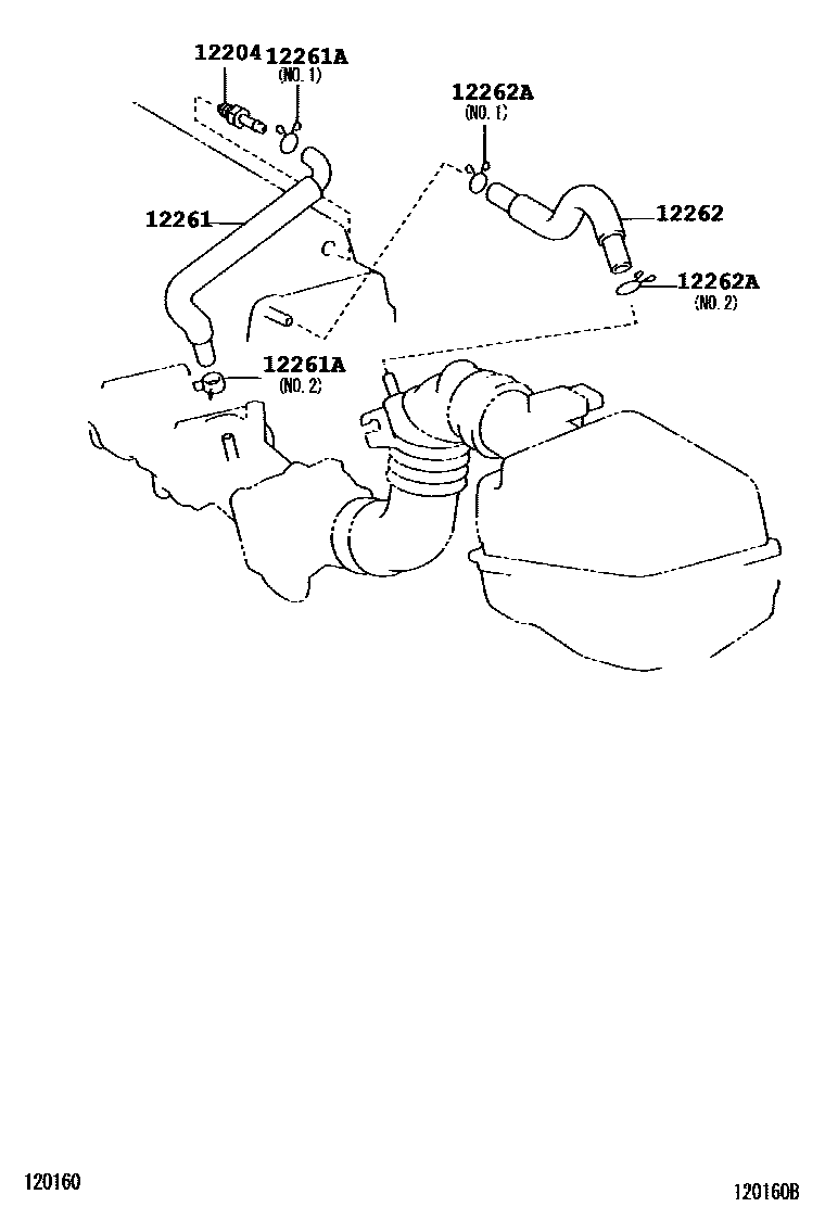 Toyota COROLLA Ventilation Hose EPC diagram — 120160B