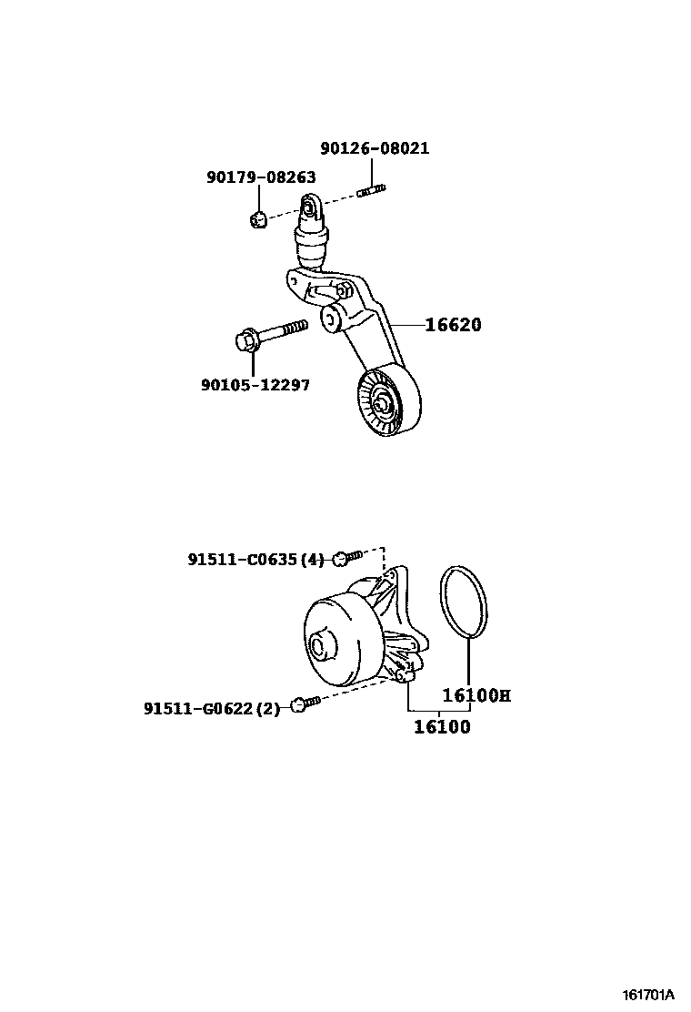 Toyota COROLLA Water Pump EPC diagram — 161701A