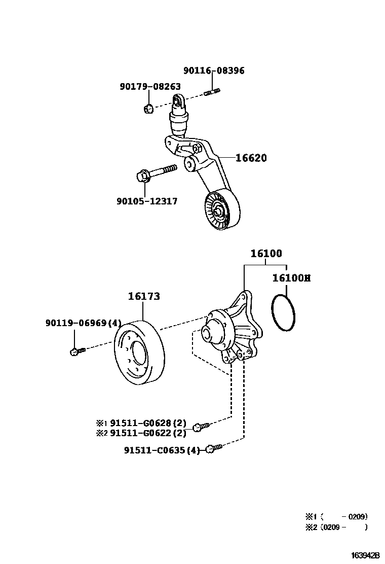 Toyota COROLLA Water Pump EPC diagram — 163942B