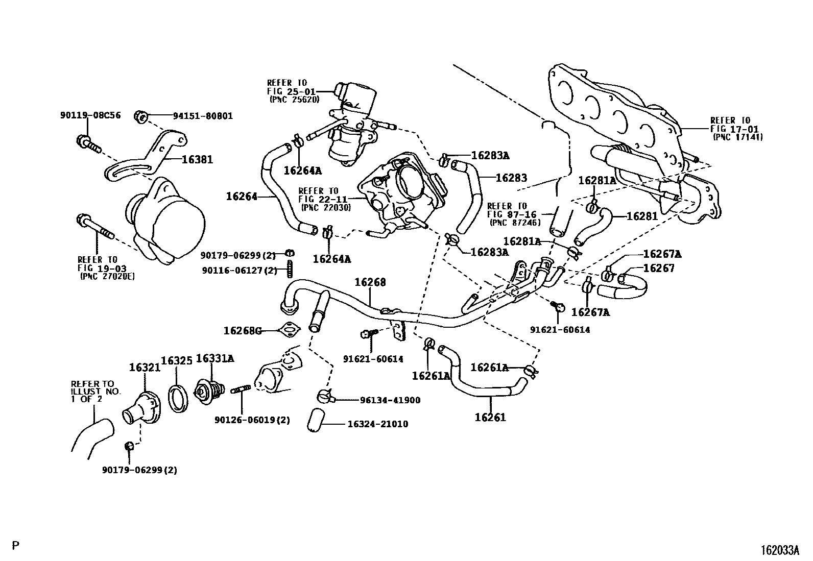 Toyota COROLLA RADIATOR & WATER OUTLET EPC diagram — 162033B