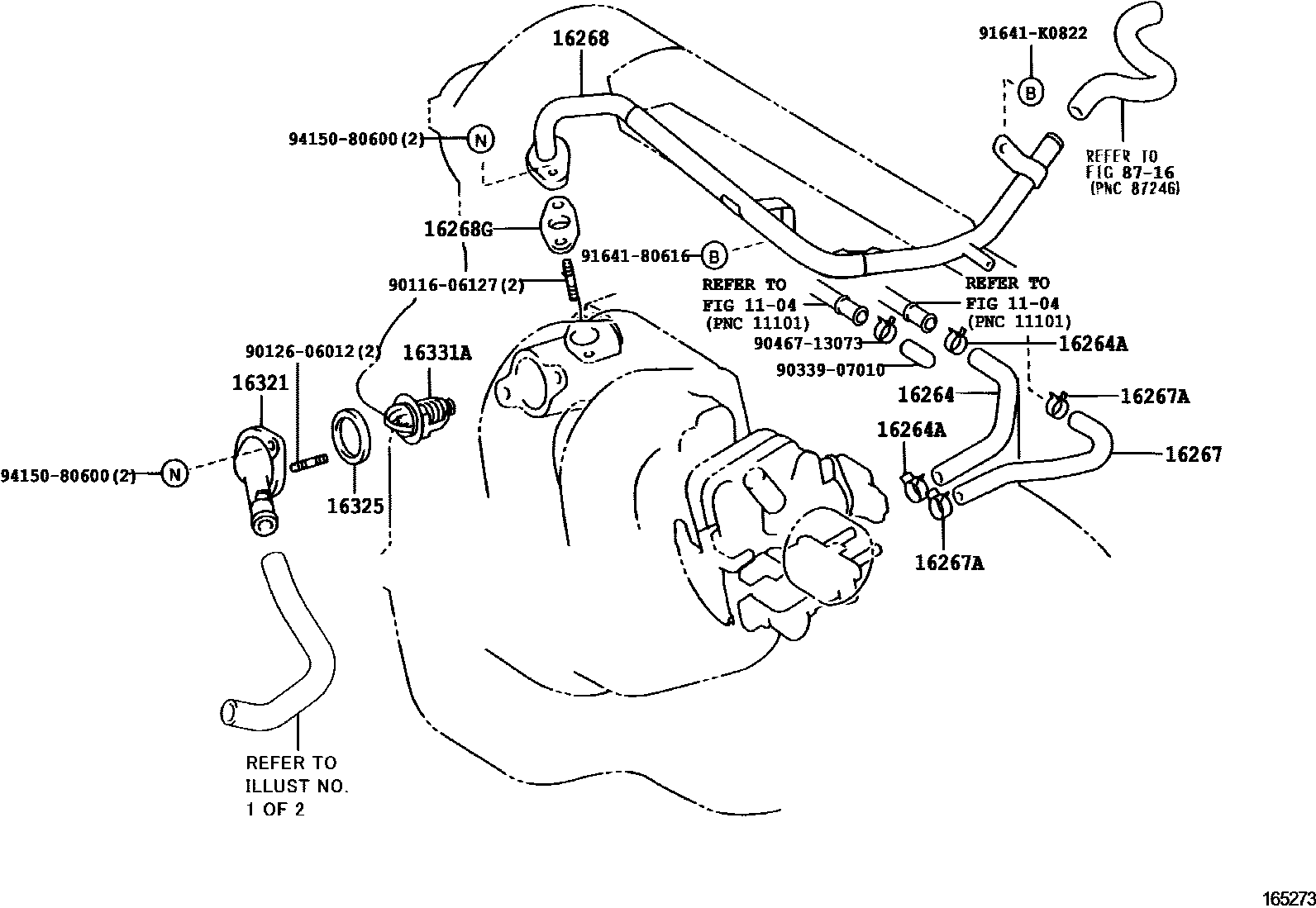 Toyota COROLLA RADIATOR & WATER OUTLET EPC diagram — 165273