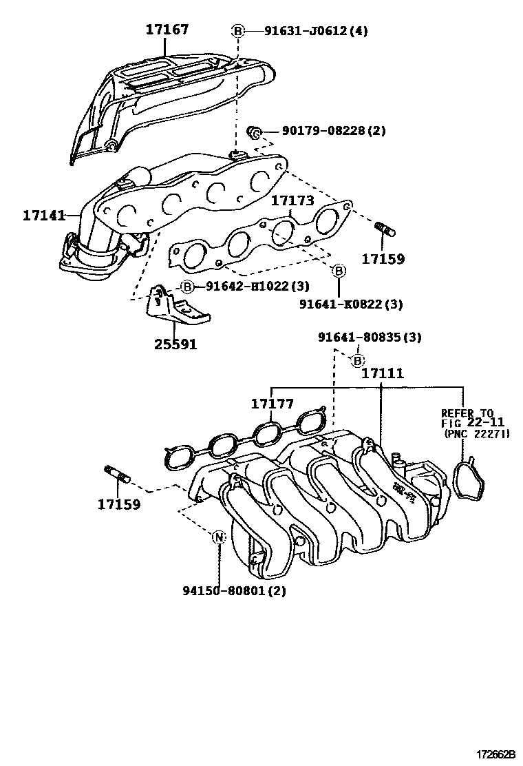 Toyota COROLLA Manifold EPC diagram — 172662B