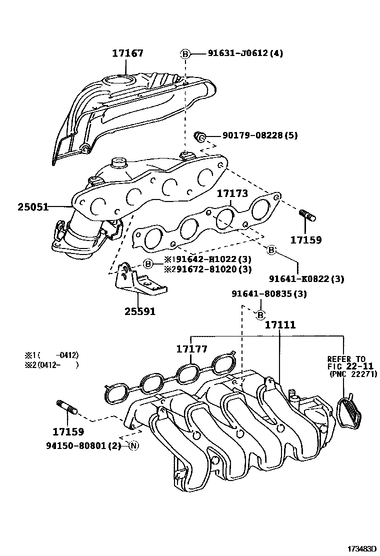 Toyota COROLLA Manifold EPC diagram — 173483D