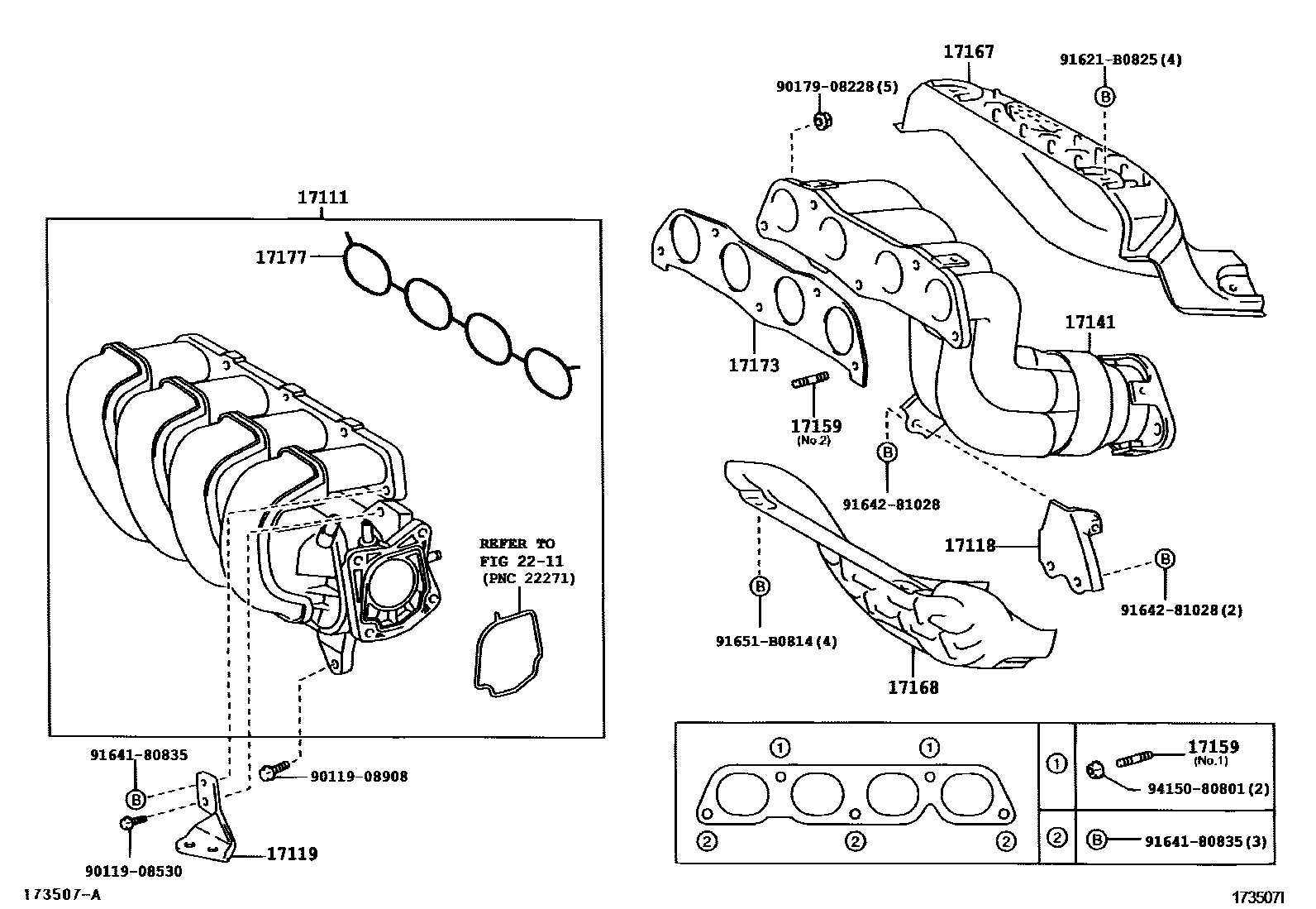 Toyota COROLLA Manifold EPC diagram — 173507I