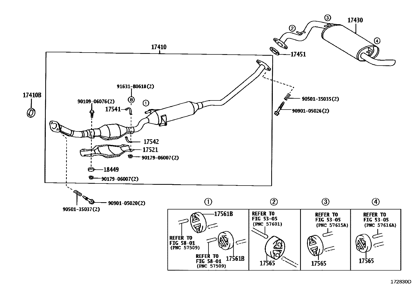 Toyota COROLLA Exhaust Pipe EPC diagram — 172830D