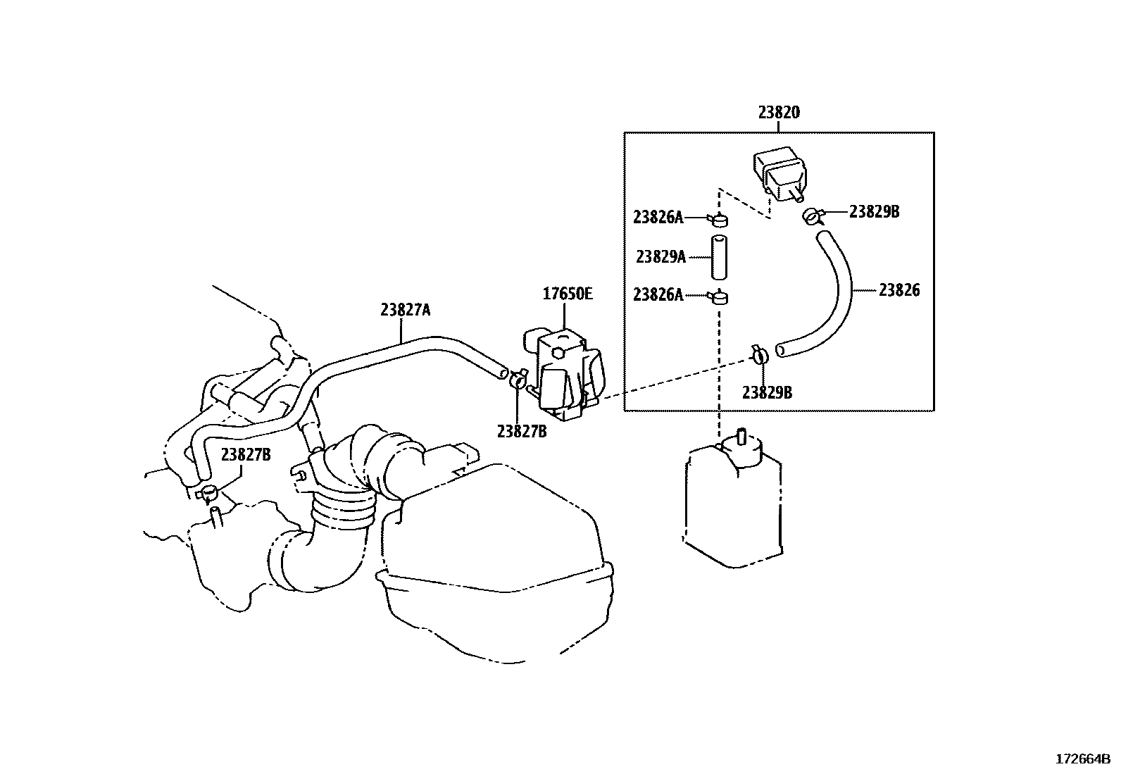 Toyota COROLLA vacuum tube EPC diagram — 172664B