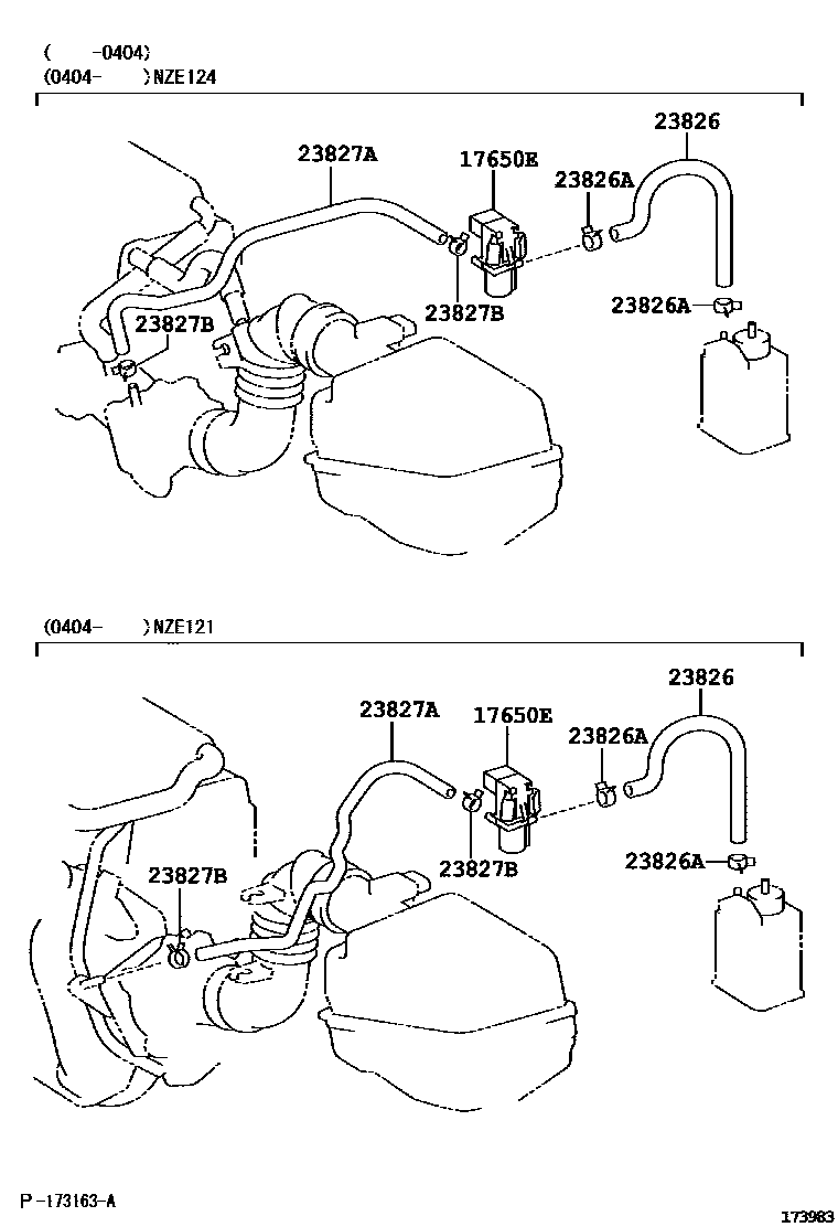 Toyota COROLLA vacuum tube EPC diagram — 173983