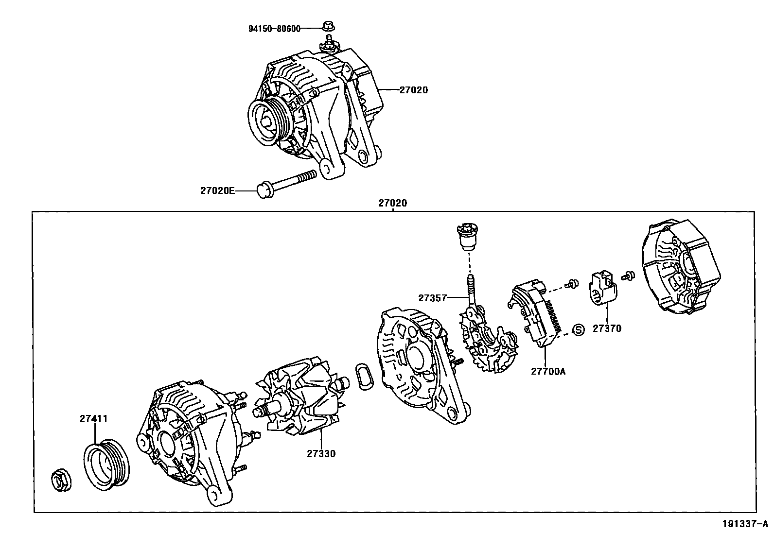 Toyota COROLLA Alternator EPC diagram — 191337A