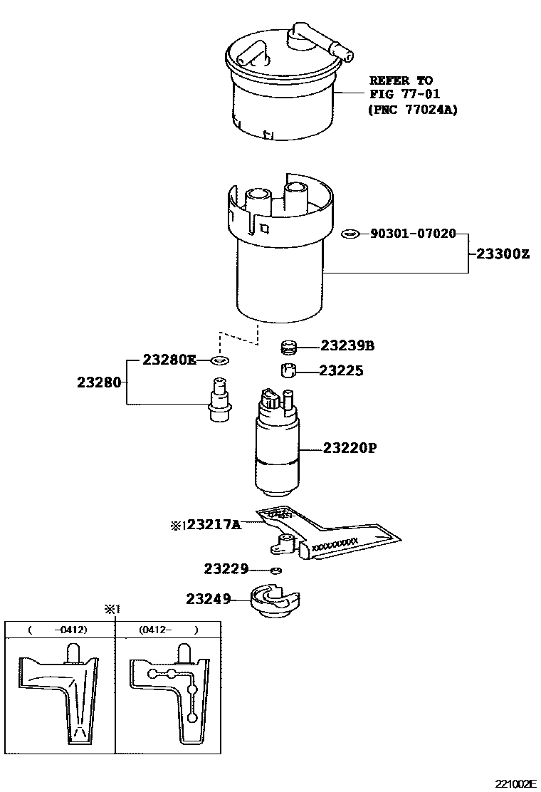 Toyota COROLLA 燃油喷射系统 EPC diagram — 221002F