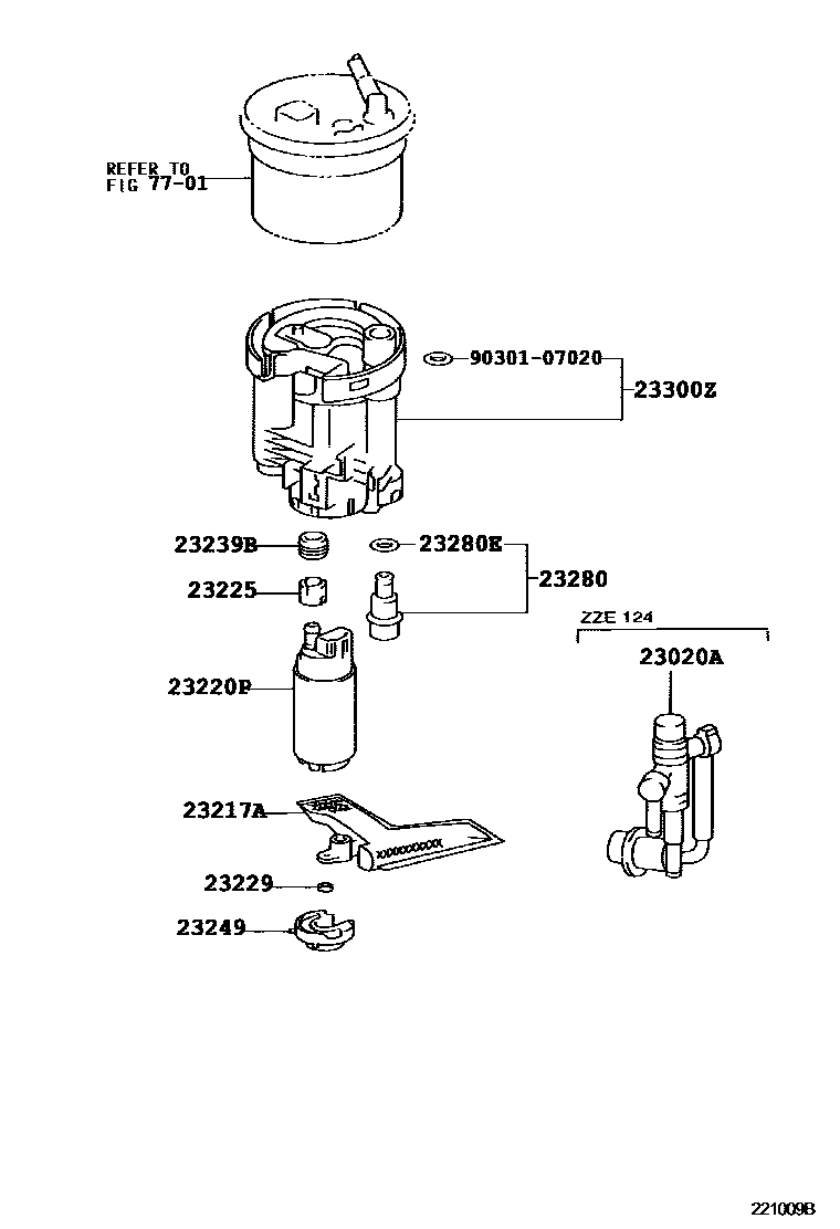 Toyota COROLLA 燃油喷射系统 EPC diagram — 221009B